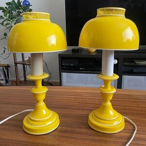 Vintage 60s Yellow Table Lamp Set